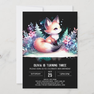 Invitation Petit minimaliste Fox Anniversaire numérique