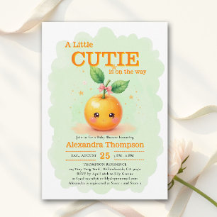 Invitation Petit minou arc orange menthe verte Baby Shower