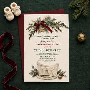 Invitation Petit Miracle de Noël Baby Shower Rustique
