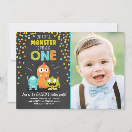 Invitation Petit Monster Anniversaire de la fête d'invitation (Devant)