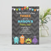 Invitation Petit Monster Anniversaire de la fête d'invitation (Debout devant)
