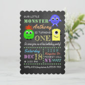 Invitation Petit Monster Chalkboard N'Importe Quel Âge Annive (Debout devant)