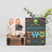 Invitation Petit Monster fête garçon 2e anniversaire photo (Debout devant)