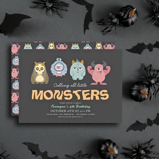 Invitation Petit Monster Mash Halloween garçon Anniversaire
