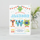 Invitation Petit Monster thème garçon 2e anniversaire (Debout devant)