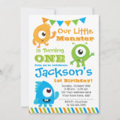 Invitation Petit Monstre, fête des 1 an (Devant)