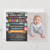 Invitation Petit Monstre Thème 3ème anniversaire de fête Phot (Devant)