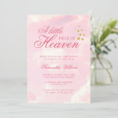 Invitation Petit morceau de ciel rose ciel Baby shower (Debout devant)
