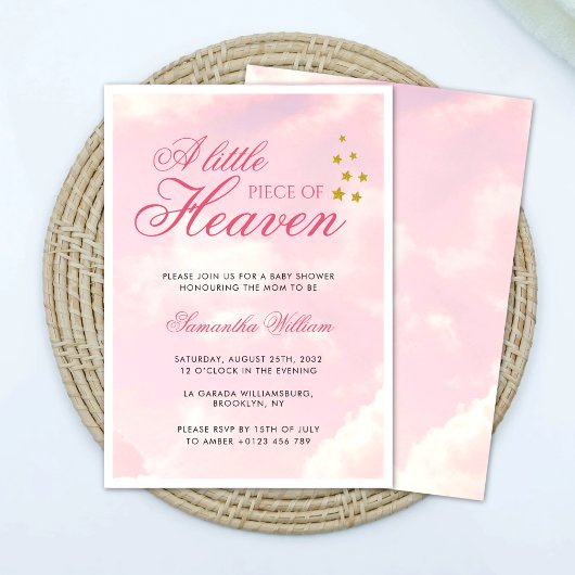 Invitation Petit morceau de ciel rose ciel Baby shower