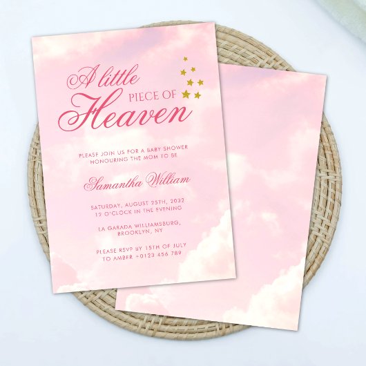 Invitation Petit morceau de ciel rose ciel Baby shower