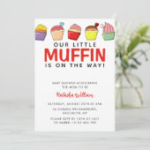 Invitation Petit muffin sur le chemin baby shower (Debout devant)
