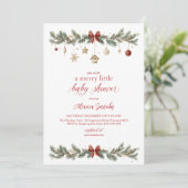 Invitation Petit Noël Bébé Shower Arbre de Noël (Debout devant)