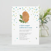 Invitation Petit Nugget Poulet Nugget Blue Boy Baby shower (Debout devant)