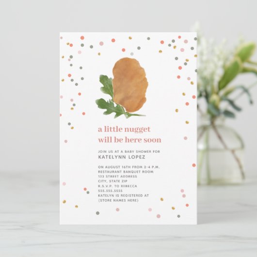 Invitation Petit Nugget Poulet Nugget Fille Baby shower (Debout devant)