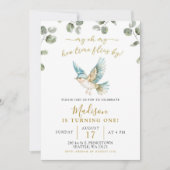 Invitation Petit oiseau vert minimaliste (Devant)