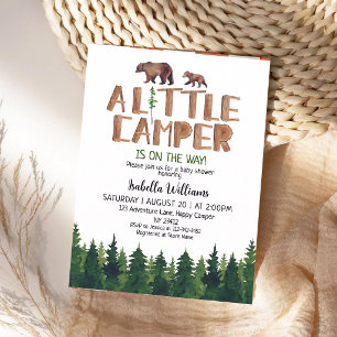 Invitation Petit ours campeur garçon Fête de naissance en for