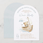 Invitation Petit Ours Marin Bébé Shower (Devant / Derrière)