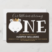 Invitation Petit Ours Polaire Couronne Un animal premier anni (Devant)