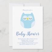 Invitation Petit Owl Baby shower Bleu Bird Boy (Devant)