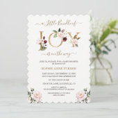 Invitation Petit Pack D'Or Joy Baby shower Floral Rose (Debout devant)