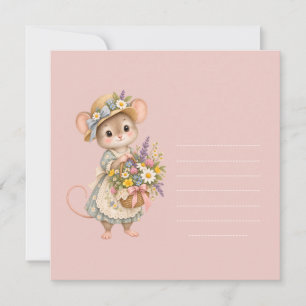 Invitation Petit Panier de Fleurs Sauvages de Souris