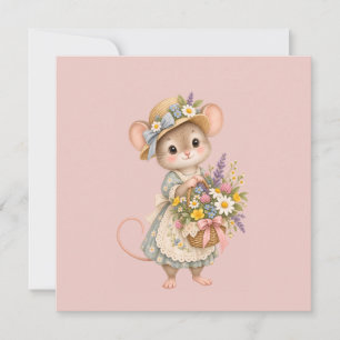 Invitation Petit Panier de Fleurs Sauvages de Souris