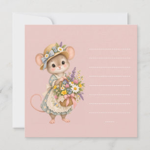 Invitation Petit Panier de Fleurs Sauvages de Souris