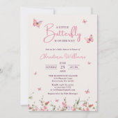 Invitation Petit papillon Aquarelle Baby shower fille (Devant)