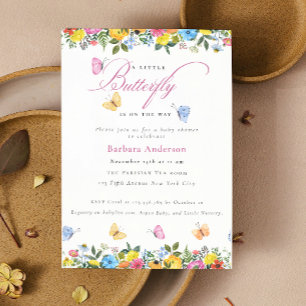 Invitation Petit Papillon Baby Shower Fantaisiste pour Fille