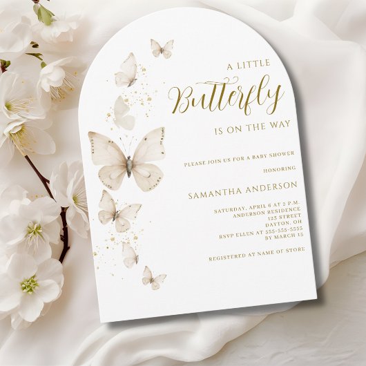 Invitation Petit papillon Baby shower neutre de genre