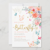 Invitation Petit Papillon Bright Garden Girl Fête d'anniversa (Devant)