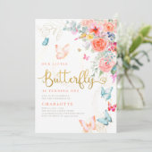 Invitation Petit Papillon Bright Garden Girl Fête d'anniversa (Debout devant)