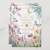 Invitation Petit papillon coloré en tourne un (Devant / Derrière)