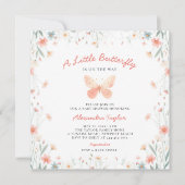 Invitation Petit Papillon corail Turquoise mignon fille Baby  (Devant)