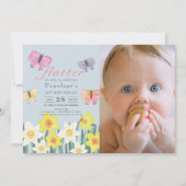 Invitation Petit Papillon Daffodil Girl 1er anniversaire Phot (Devant)