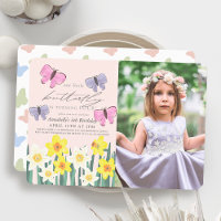 Petit Papillon Daffodique rose Photo Anniversaire