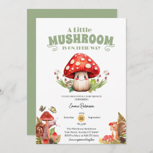 Invitation Petit papillon de champignons baby shower de la fo