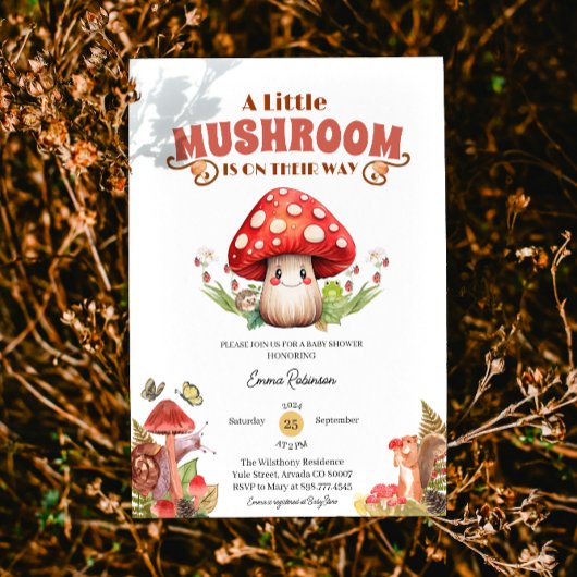 Invitation petit papillon de champignons papillon baby shower
