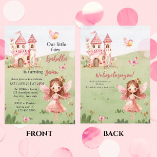Invitation Petit Papillon de château rose Fairy N'importe que