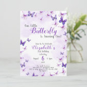 Invitation Petit Papillon Fille Violette Premier Anniversaire (Debout devant)