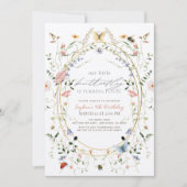 Invitation Petit Papillon Fleur sauvage Bee Girl Anniversaire (Devant)