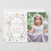 Invitation Petit Papillon Fleur sauvage Bee Photo Anniversair (Devant)