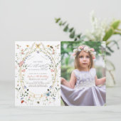 Invitation Petit Papillon Fleur sauvage Bee Photo Anniversair (Debout devant)