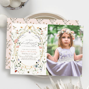 Invitation Petit Papillon Fleur sauvage Bee Photo Anniversair