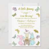 Invitation Petit Papillon lapin un Baby shower (Devant)