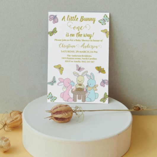 Invitation Petit Papillon lapin un Baby shower