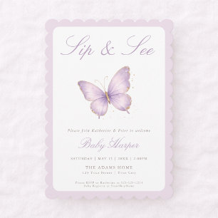 Invitation Petit Papillon Lavande En Route Sip and See