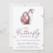 Invitation Petit Papillon mignon Purple Baby shower fille (Devant)