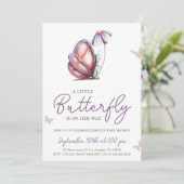 Invitation Petit Papillon mignon Purple Baby shower fille (Debout devant)