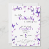 Invitation Petit Papillon Purple Girl Premier anniversaire (Devant)